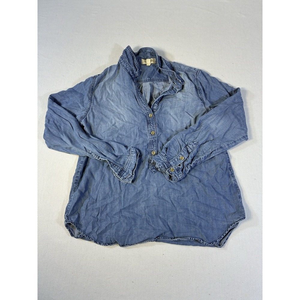 Cloth & Stone Blue Tencel Lyocell Shirt Womens Medium Long Sleeve Henley Top